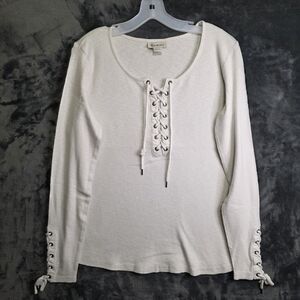 Ariat Cream Lace-Up Long Sleeve Top